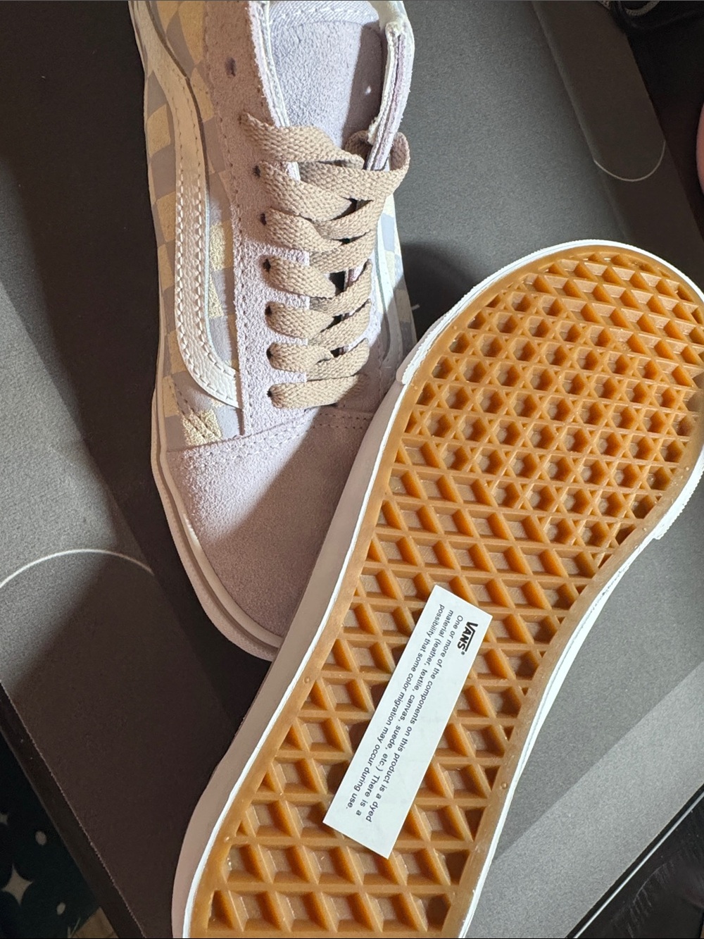Vans Old Skool Checkerboard Sneakers - Lavender and Cream